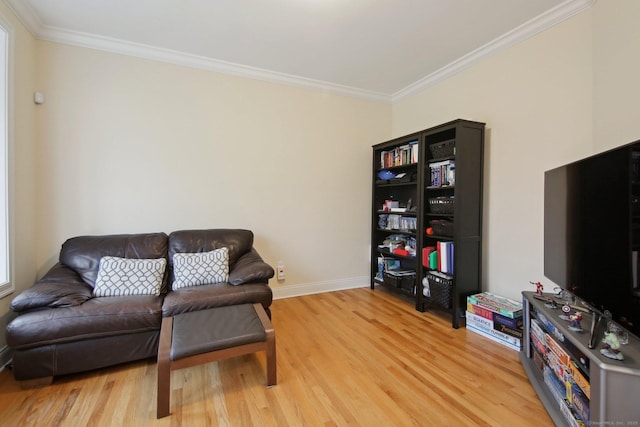 96 Damascus Rd, Branford, CT 06405 - sitting room featuring baseboards, ornamental molding, and light wood-style floors