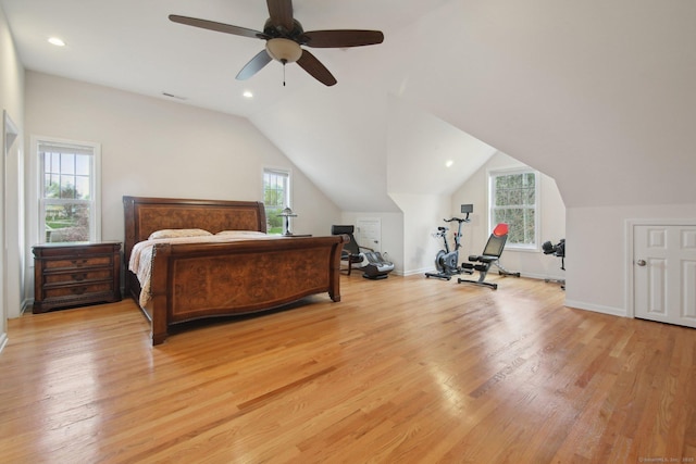 96 Damascus Rd, Branford, CT 06405 - bedroom with lofted ceiling, light wood-style floors, and recessed lighting