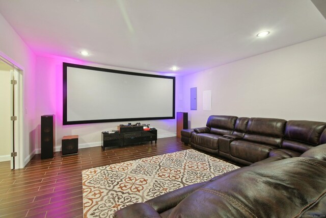 96 Damascus Rd, Branford, CT 06405 - home theater featuring recessed lighting, wood tiled floor, and baseboards