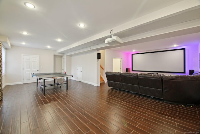 96 Damascus Rd, Branford, CT 06405 - game room with baseboards, dark wood-style floors, and recessed lighting
