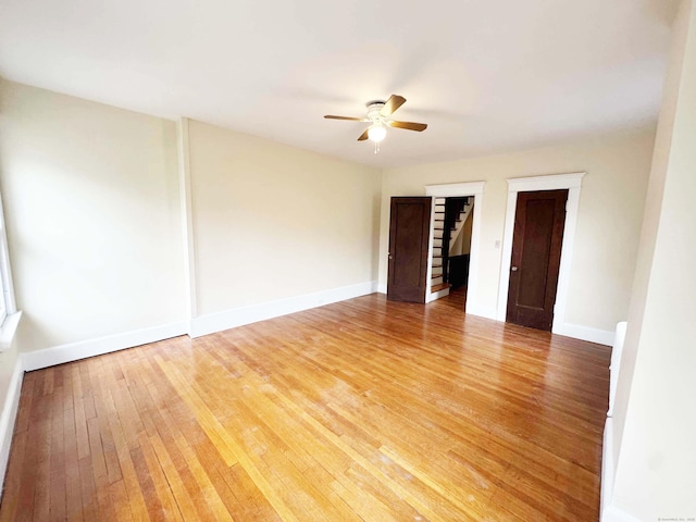 187 W Park Ave, New Haven, CT 06511 - unfurnished room featuring ceiling fan, baseboards, and light wood-style floors