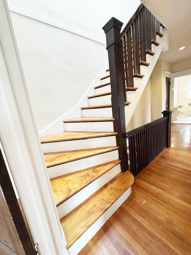 187 W Park Ave, New Haven, CT 06511 - stairway with wood-type flooring