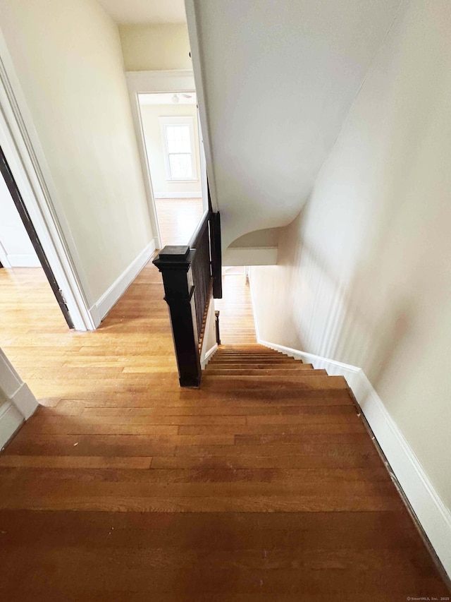 187 W Park Ave, New Haven, CT 06511 - staircase featuring wood finished floors and baseboards