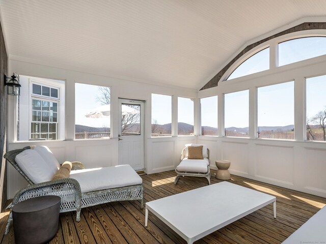 293 Lake Rd, Warren, CT 06777 - sunroom / solarium featuring lofted ceiling and wood finished floors