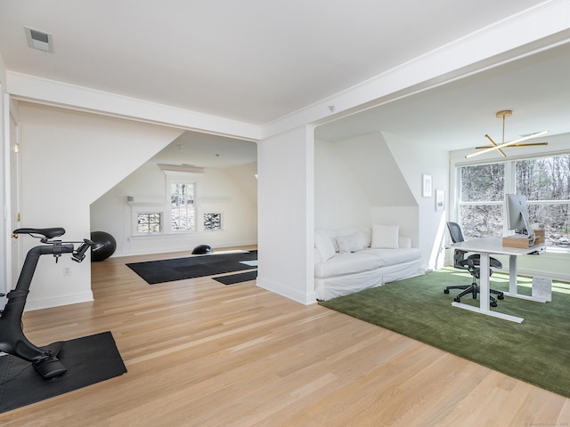 293 Lake Rd, Warren, CT 06777 - exercise area with wood finished floors, plenty of natural light, and baseboards