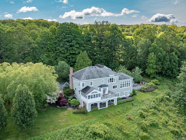 293 Lake Rd, Warren, CT 06777 - view from above of property featuring a forest