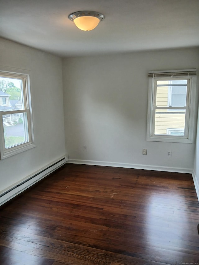 22 Bristol St, Wallingford, CT 06492 - spare room featuring a baseboard radiator, baseboards, and dark wood-type flooring