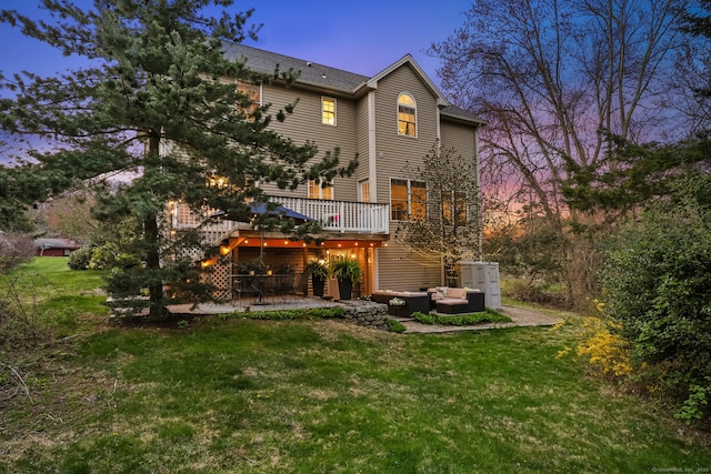 12 Canoe Brook Rd, Trumbull, CT 06611 - rear view of property with an outdoor living space, a patio area, a lawn, and a deck