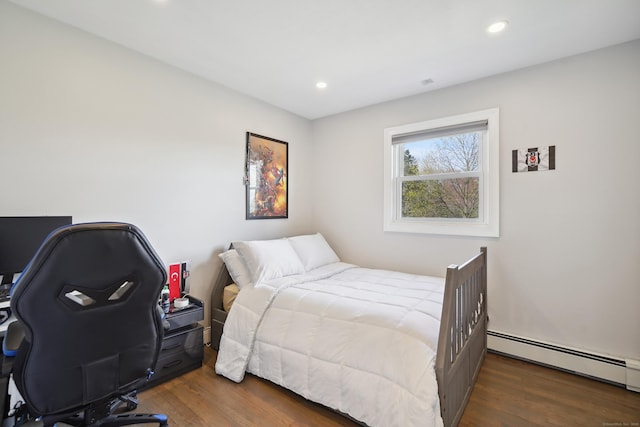 2 Benson Dr, Danbury, CT 06810 - bedroom featuring a baseboard heating unit, wood finished floors, and recessed lighting