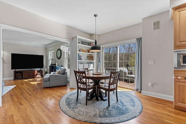 10 Granite Rd, New Milford, CT 06776 - dining area featuring ornamental molding, light wood-style flooring, and baseboards