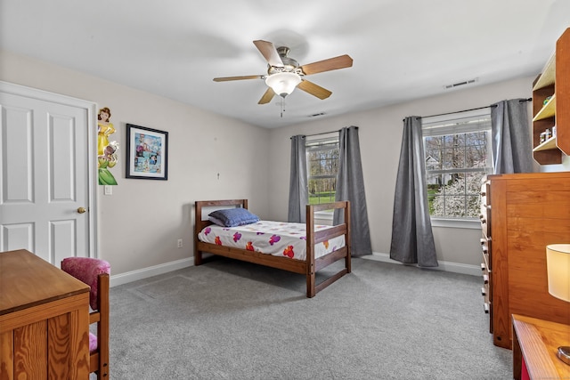 10 Granite Rd, New Milford, CT 06776 - bedroom featuring baseboards, visible vents, a ceiling fan, and carpet