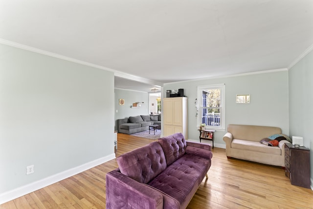 11 Knollwood Dr, Newtown, CT 06470 - living room with baseboards, ornamental molding, and light wood finished floors