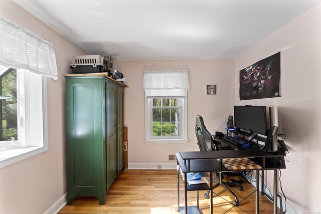 11 Knollwood Dr, Newtown, CT 06470 - office area with baseboards and light wood finished floors