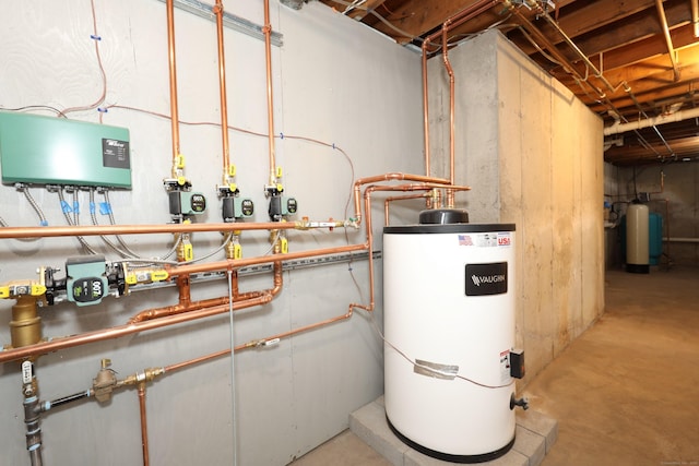 utility room with water heater