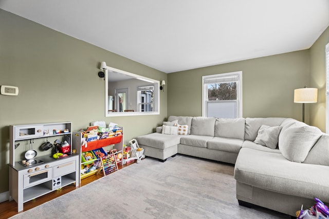 living room with wood finished floors