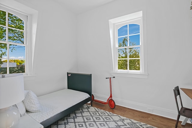 sitting room featuring baseboards and wood finished floors