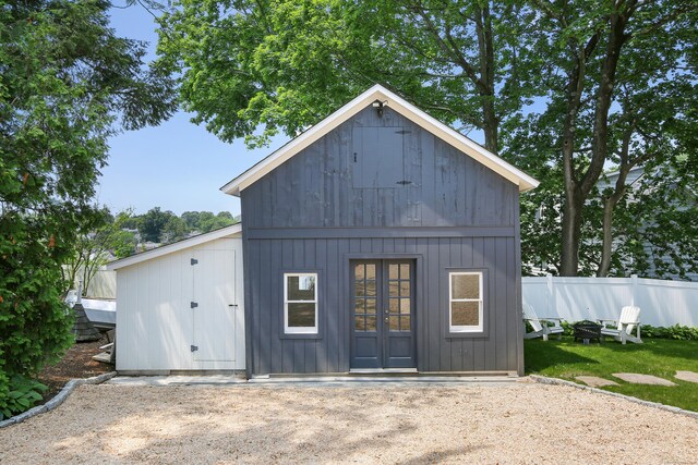 66 Seminary St, New Canaan, CT 06840 - view of outbuilding with french doors