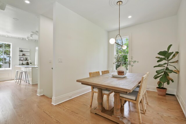 66 Seminary St, New Canaan, CT 06840 - dining room featuring light wood finished floors and recessed lighting