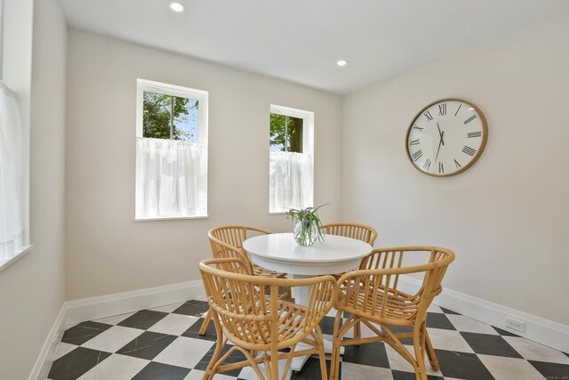 66 Seminary St, New Canaan, CT 06840 - dining area featuring recessed lighting and tile patterned floors