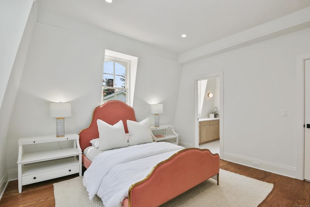 66 Seminary St, New Canaan, CT 06840 - bedroom featuring wood finished floors, recessed lighting, and ensuite bath