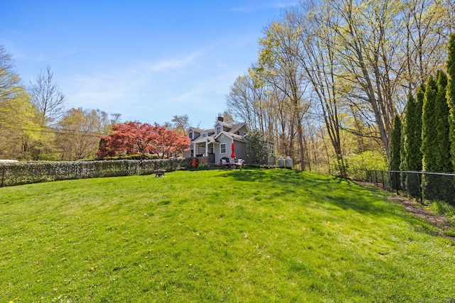 view of yard featuring a fenced backyard