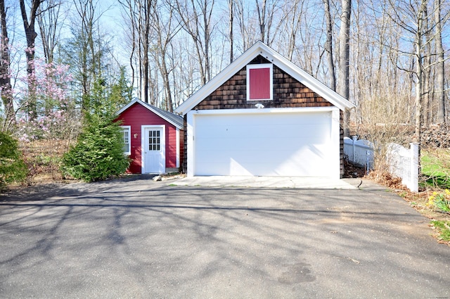 view of detached garage