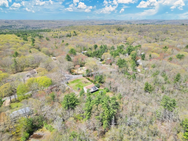 birds eye view of property with a wooded view
