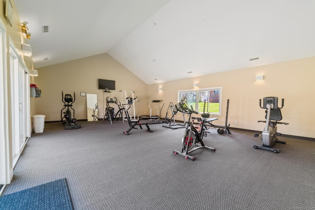 72 Montoya Dr Unit 72, Branford, CT 06405 - workout area with visible vents, vaulted ceiling, and baseboards