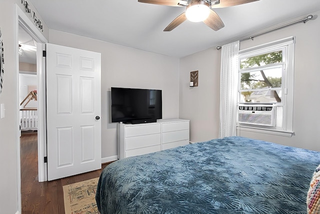 136 Edgemere Ave, West Hartford, CT 06110 - bedroom featuring wood finished floors, ceiling fan, and cooling unit