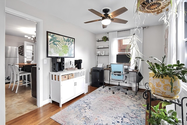 136 Edgemere Ave, West Hartford, CT 06110 - office space featuring a ceiling fan, wood finished floors, and baseboards