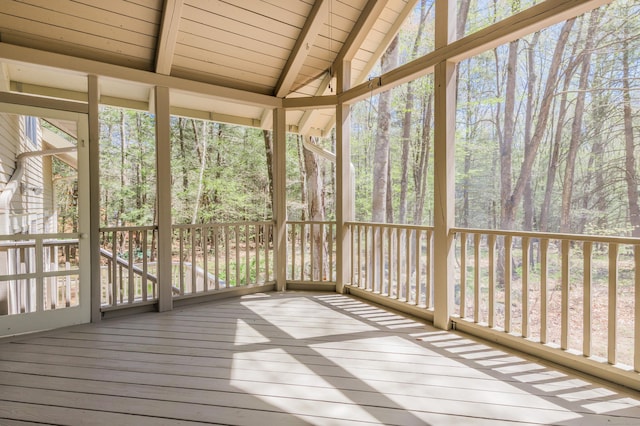 9 Stonehedge Way, Granby, CT 06060 - unfurnished sunroom featuring beamed ceiling