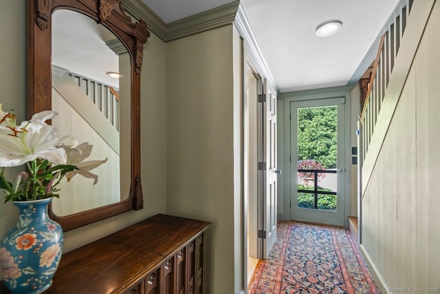 66 Hedlund Rd, East Haddam, CT 06423 - doorway with stairway and crown molding