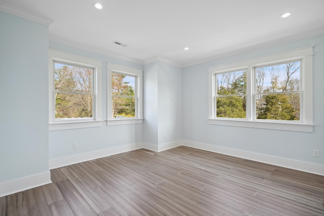 433 Belden Hill Rd, Wilton, CT 06897 - unfurnished room featuring plenty of natural light, ornamental molding, baseboards, light wood-style floors, and recessed lighting