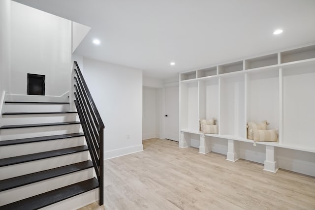 433 Belden Hill Rd, Wilton, CT 06897 - mudroom featuring light wood-style floors, recessed lighting, and baseboards