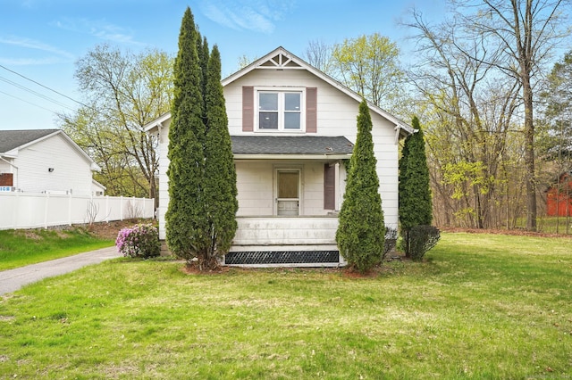 576 Main St, Somers, CT 06071 - bungalow with fence, a porch, a shingled roof, and a front lawn