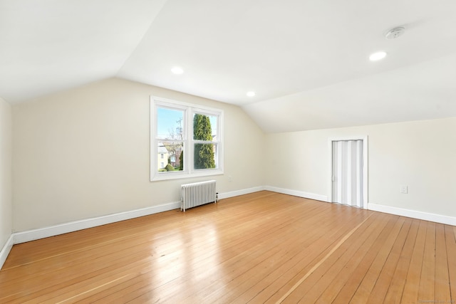 576 Main St, Somers, CT 06071 - bonus room with radiator, light wood finished floors, recessed lighting, baseboards, and lofted ceiling