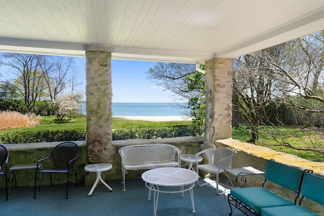 86 Wallacks Dr, Stamford, CT 06902 - view of patio / terrace with a water view