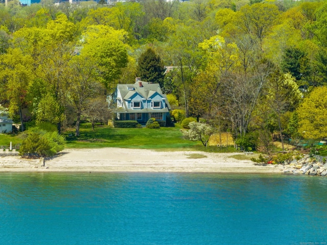 86 Wallacks Dr, Stamford, CT 06902 - view of subject property featuring a nearby body of water and a heavily wooded area