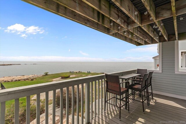 deck with a water view