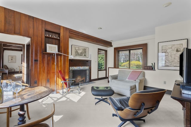 55-69 Sawmill Rd, Branford, CT 06405 - carpeted living area with a high end fireplace