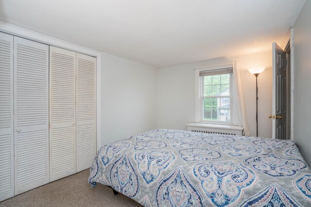 20 Fairview St, Simsbury, CT 06070 - bedroom featuring a closet, radiator heating unit, and carpet floors