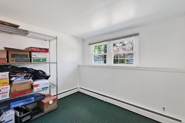storage featuring baseboard heating
