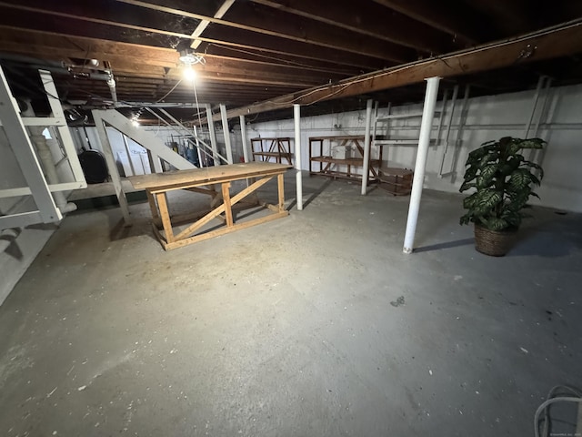 71 Schiller Rd, Fairfield, CT 06825 - unfinished below grade area with stairs