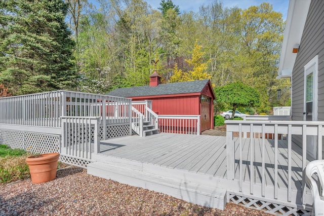 wooden terrace with an outdoor structure