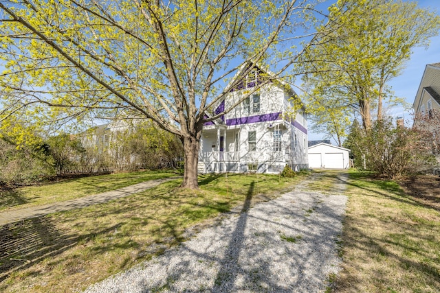 16 Pearl St, Groton, CT 06355 - victorian-style house with a detached garage, an outbuilding, a porch, and a front lawn