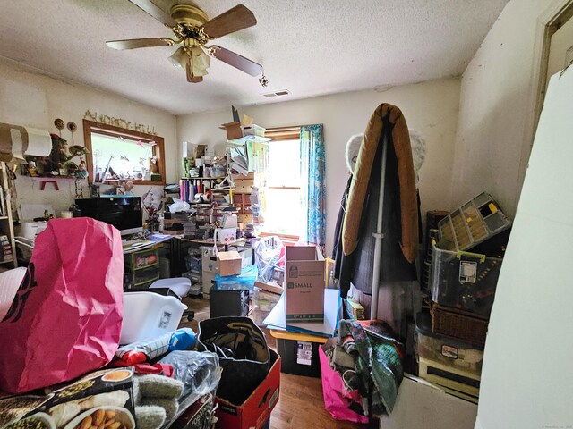 935 Gaylord Mountain Rd, Hamden, CT 06518 - misc room featuring wood finished floors, ceiling fan, and a textured ceiling