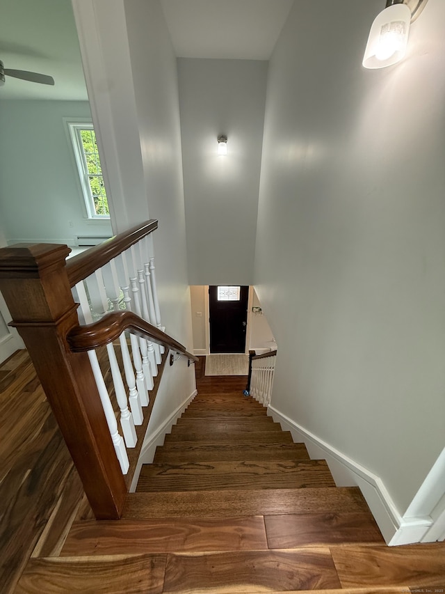 439 New Hanover Ave, Meriden, CT 06451 - stairway featuring wood finished floors and ceiling fan