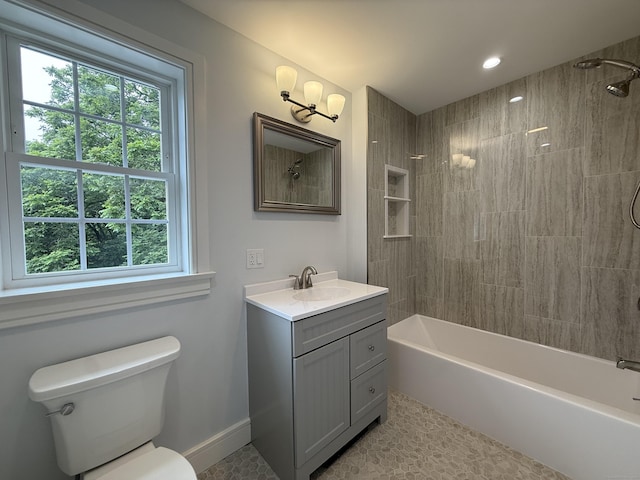 439 New Hanover Ave, Meriden, CT 06451 - bathroom featuring plenty of natural light, vanity,  shower combination, and recessed lighting