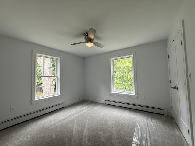 439 New Hanover Ave, Meriden, CT 06451 - carpeted empty room with a baseboard radiator, plenty of natural light, and ceiling fan
