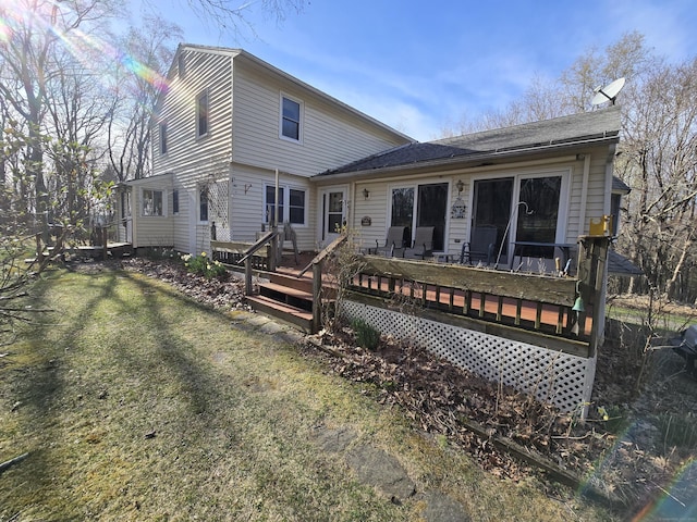 120 Roosevelt Avenue Extension, Litchfield, CT 06750 - view of front of house with a wooden deck and a front lawn